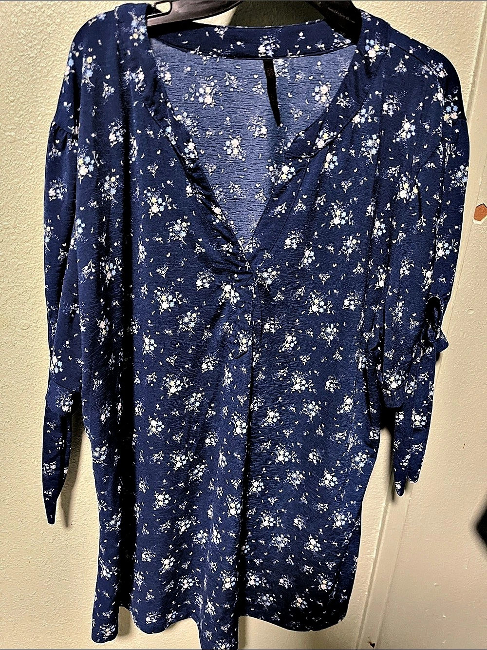 Ben Sherman Floral V-Neck Tunic in Blue & White